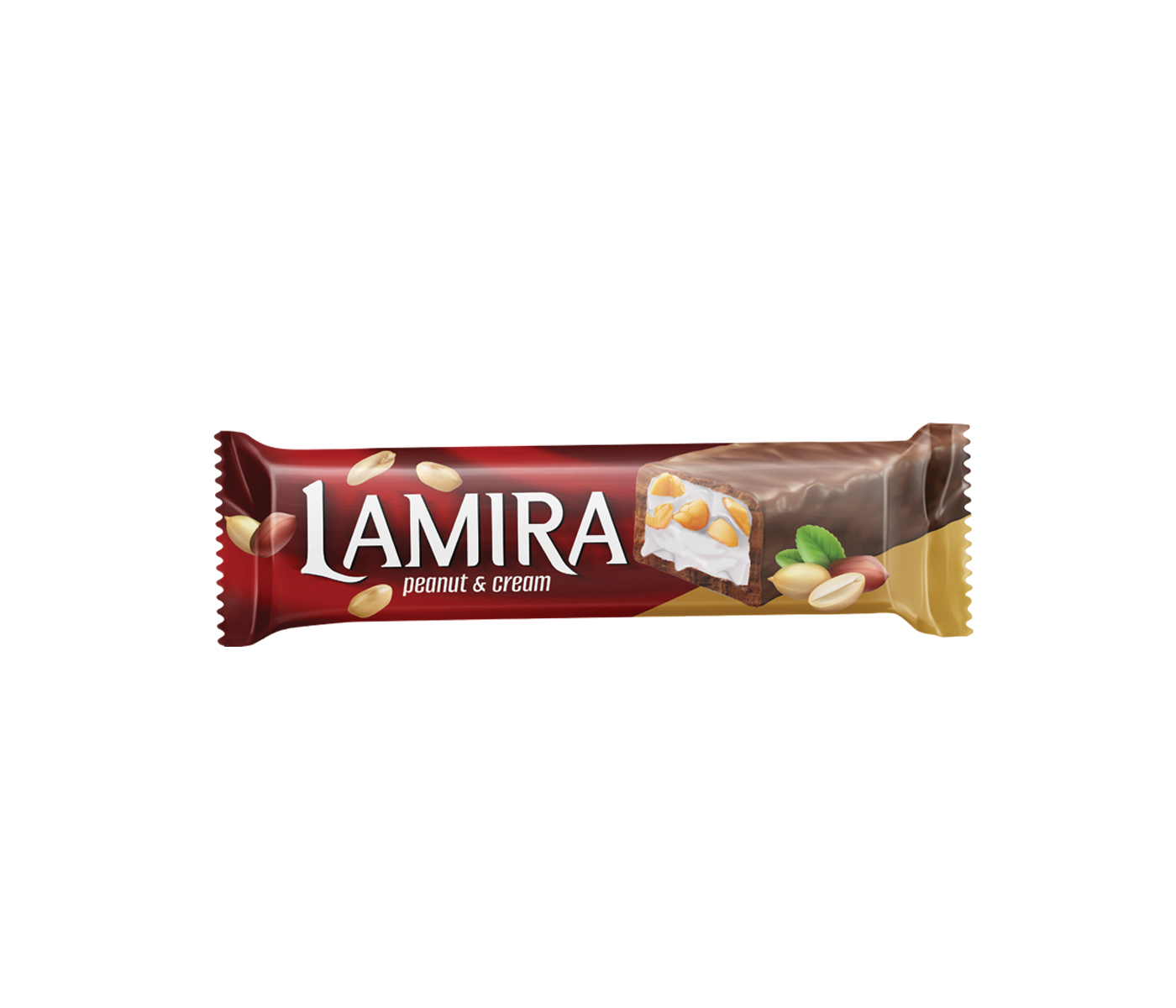Lamira Yer Fıstıklı Çikolata Bar Kırmızı Ambalaj 50G