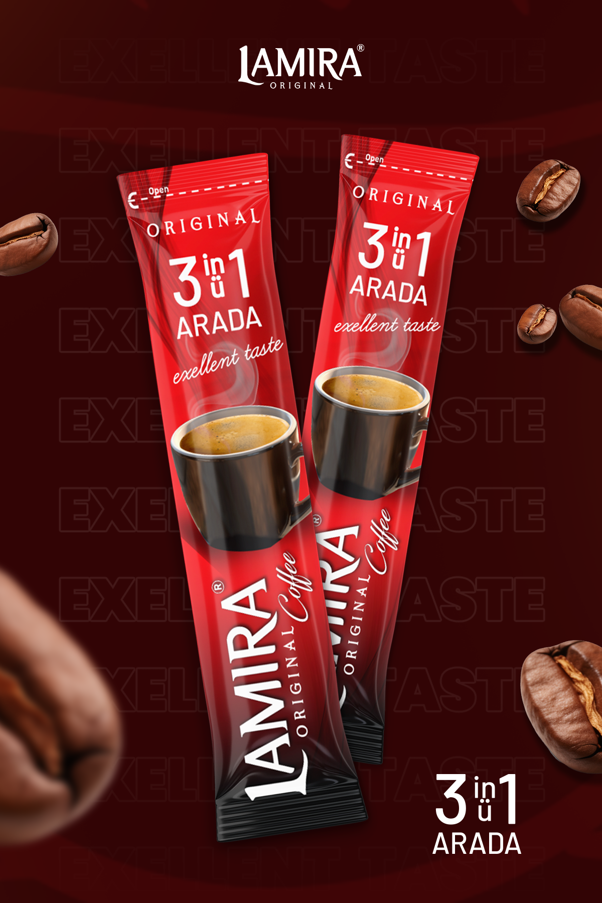 Lamira Orijinal Kahve 3ü1 Arada 18G*12li (Poşet)