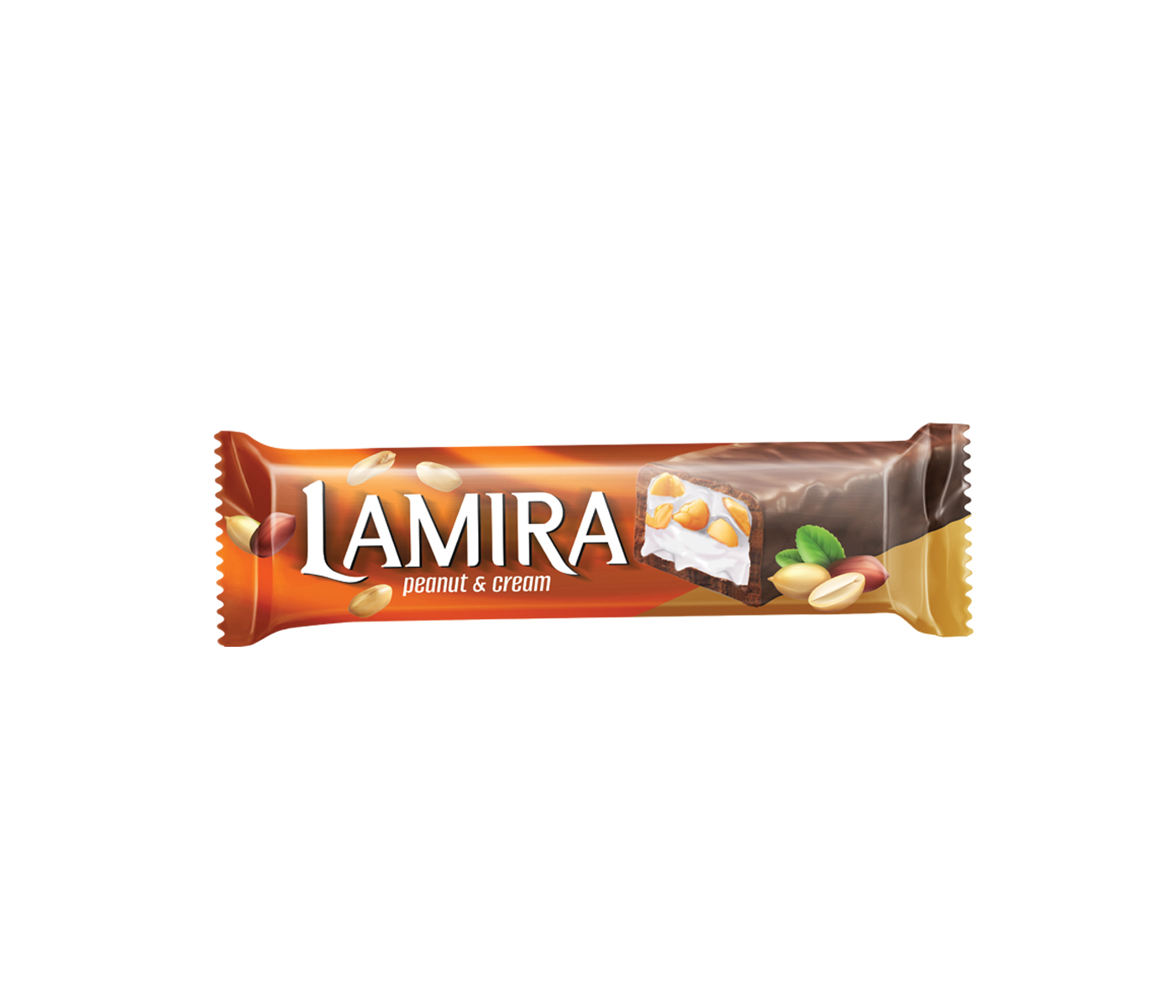 Lamira Yer Fıstıklı Çikolata Bar Turuncu Ambalaj 50G